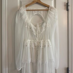For Love and Lemons White Lace Bridal Robe Slip